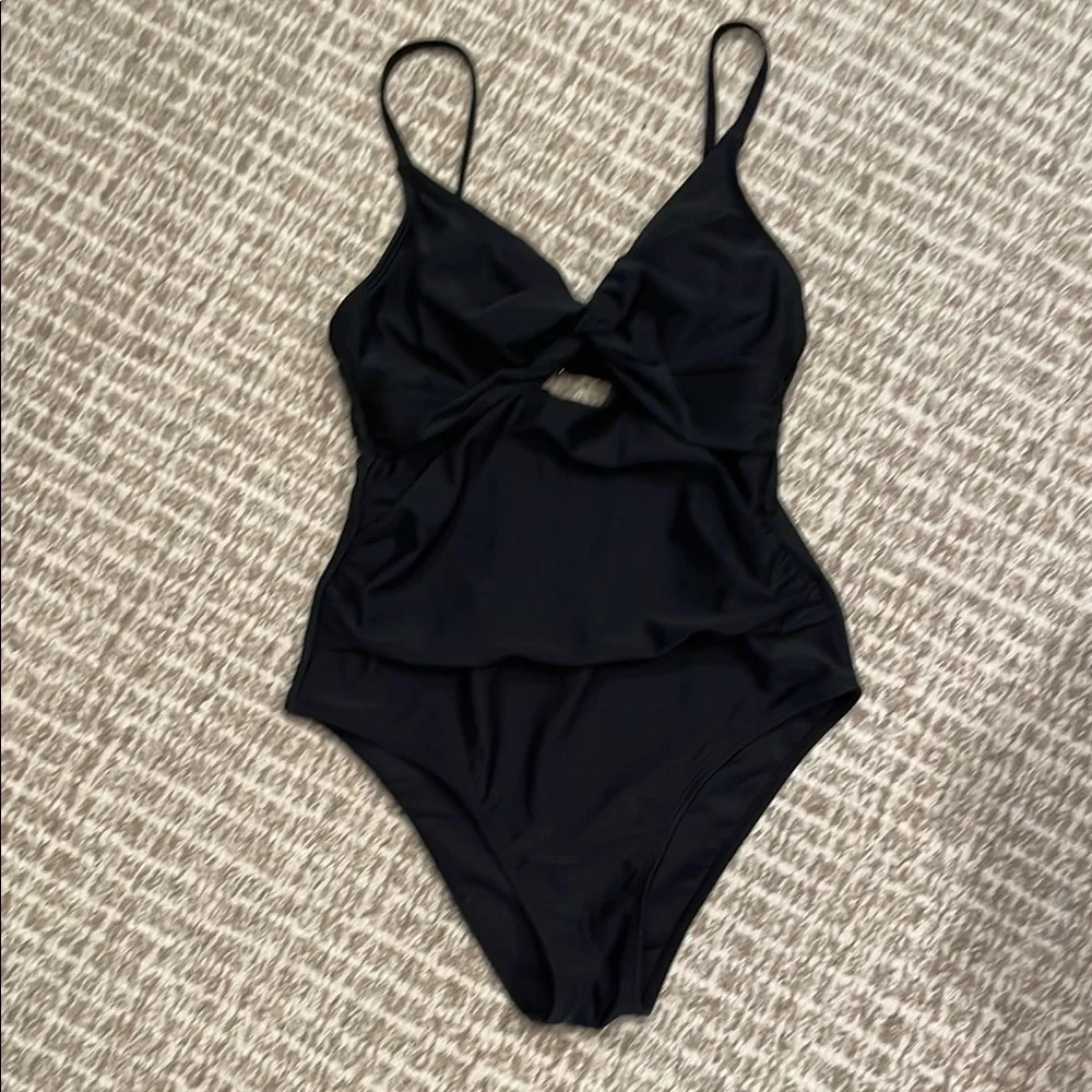 Black One-Piece Swimsuit Sz Med - Picture 1 of 4